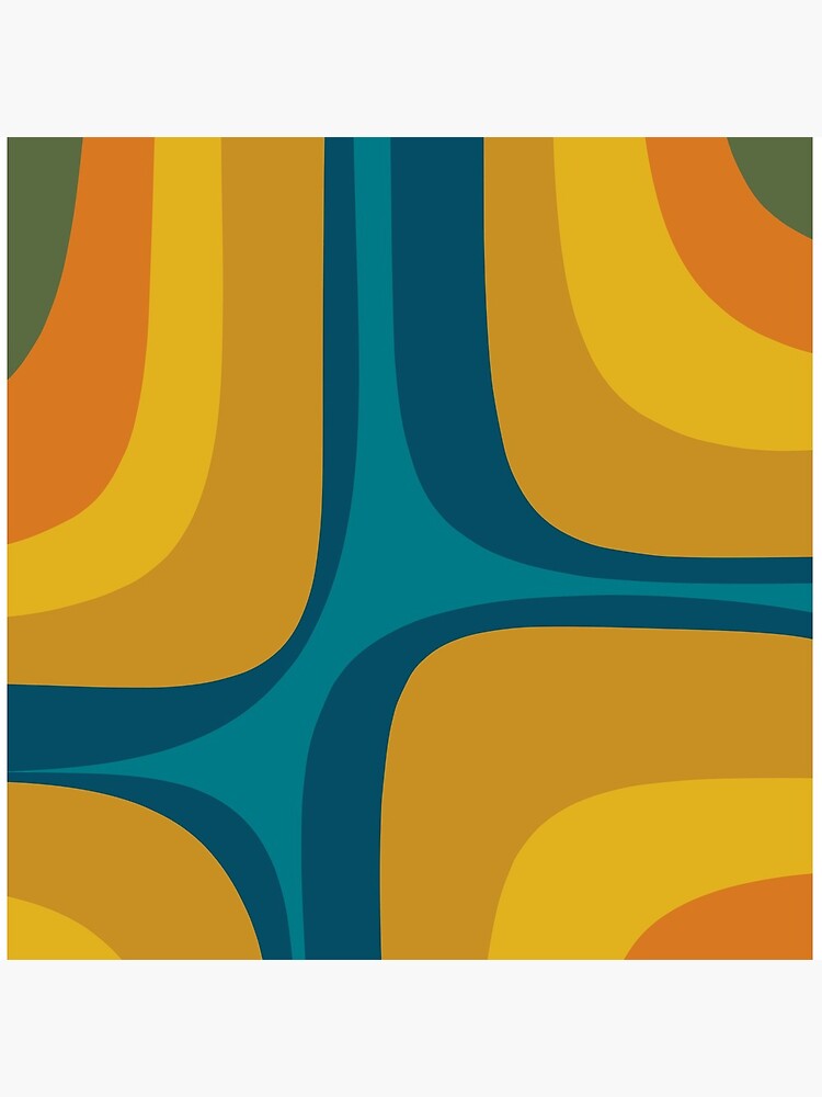 Retro Groove Pattern Mustard Teal by kierkegaard
