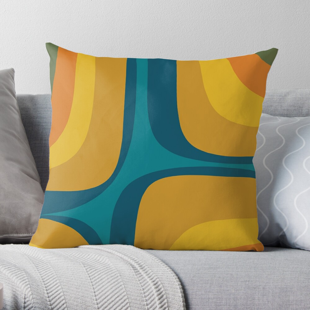 Zig Zag Multi Color Pattern Hot Pink Orange Teal Gold Throw Pillow with Insert  Included Couch Cushion