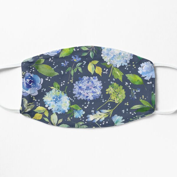 Floral Watercolor Blue Lilac Flower Pattern Mask