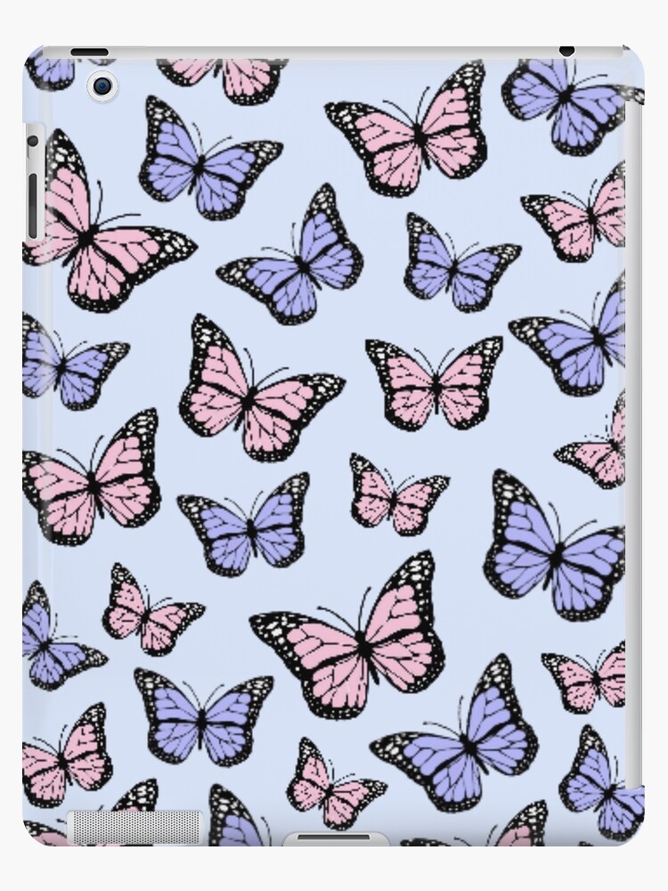 pink and purple butterflies (blue background)
