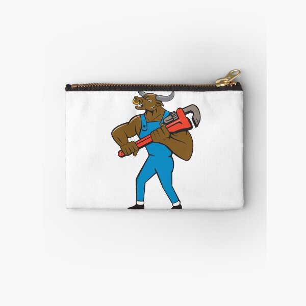 Item preview, Minotaur Bull Plumber Wrench Isolated Cartoon designed and sold by patrimonio.