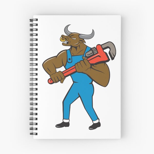 Item preview, Minotaur Bull Plumber Wrench Isolated Cartoon designed and sold by patrimonio.