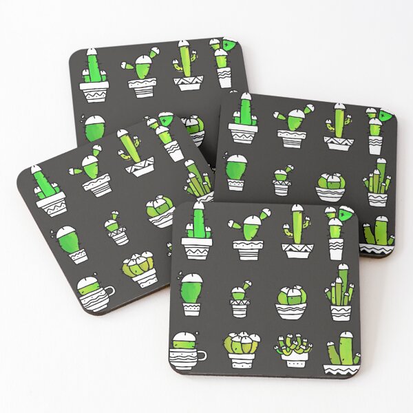 Item preview, COCK PLANTS CACTUS GREEN WATERCOLOR GRAY designed and sold by aydapadi.