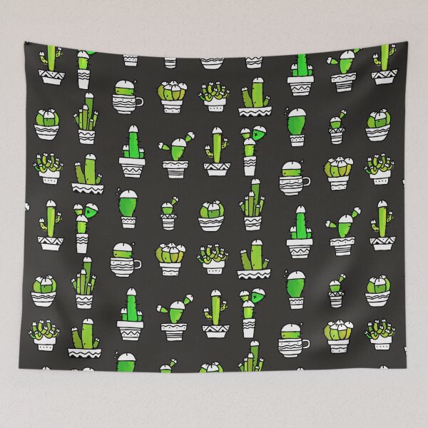 Item preview, COCK PLANTS CACTUS GREEN WATERCOLOR GRAY designed and sold by aydapadi.