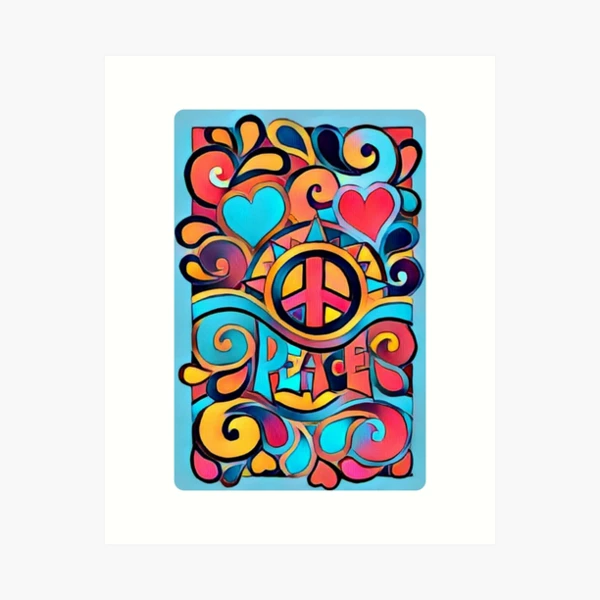 Peace and Love Colorful Retro Art