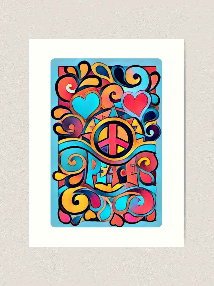 Peace and Love Colorful Retro Art