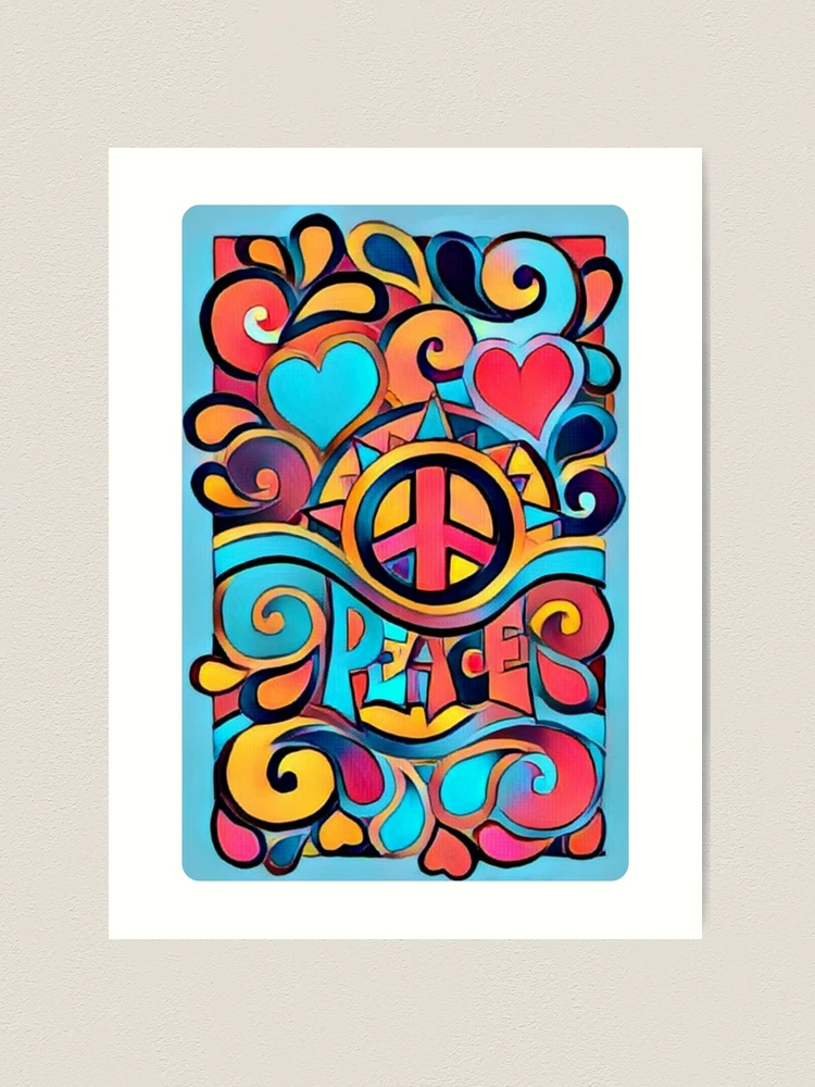 Peace and Love Colorful Retro Art