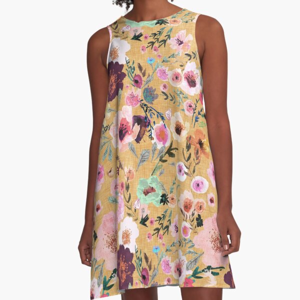 Burst into Bloom (mustard gold) A-Line Dress
