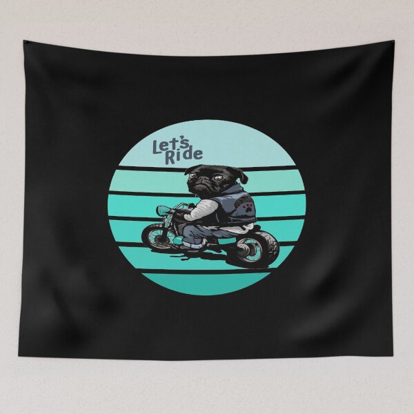 Item preview, black pug motorcycle design designed and sold by kedesign1.