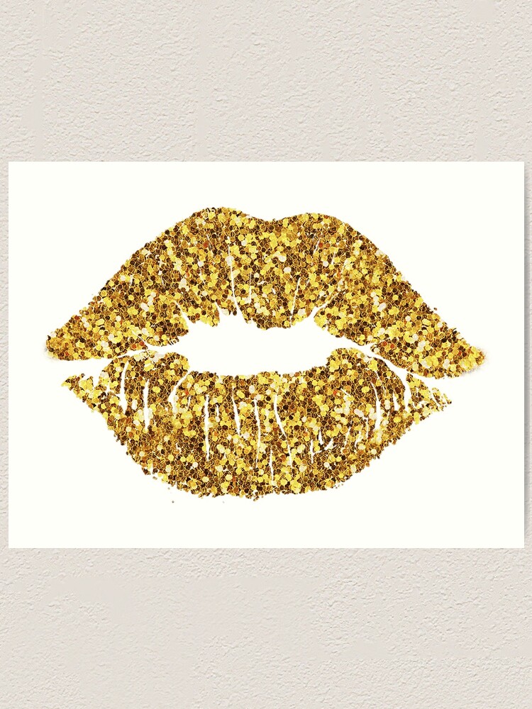 gold glitter lips