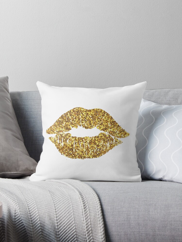 Gold lips pillow sale