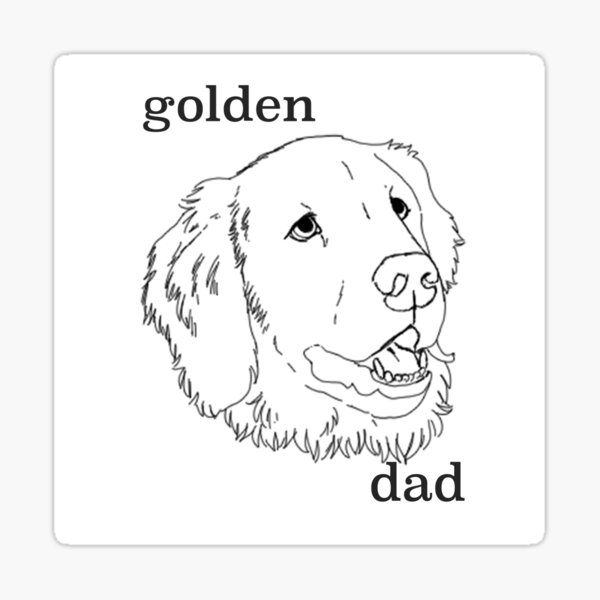 "Golden (retriever) dad black and white" Sticker for Sale by