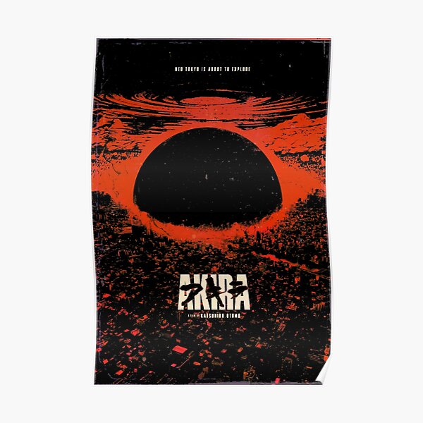 Akira cyberpunk city explosion transparent Poster