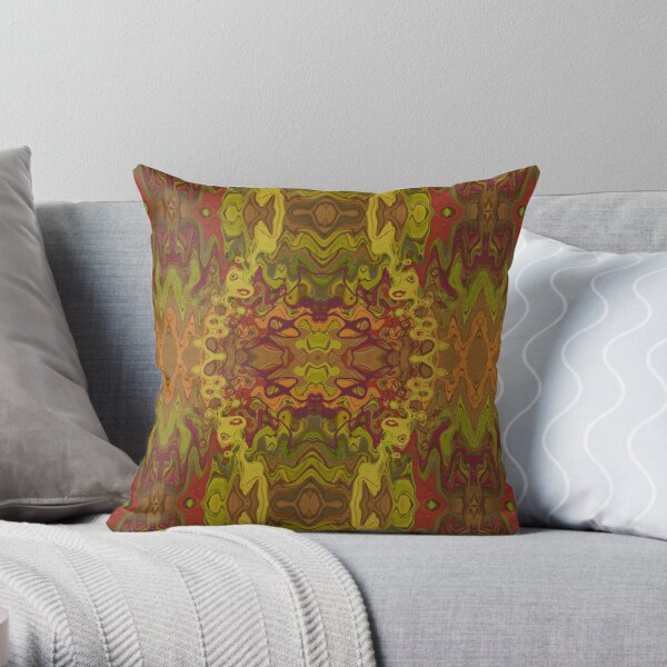Red and Gold Splash Abstract Throw Pillow