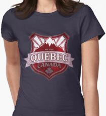 Bouclier grunge rouge du Québec Canada T-shirt col V femme