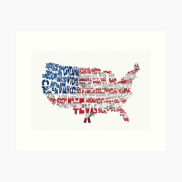 Item preview, United States Typographic Map Flag designed and sold by A Deniz Akerman.