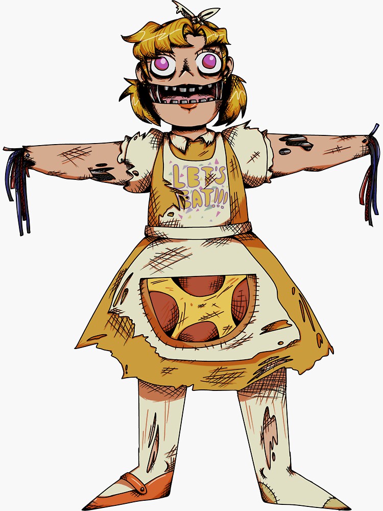 Withered Chica Gijinka Transparent Sticker for Sale by spaceagebarbie