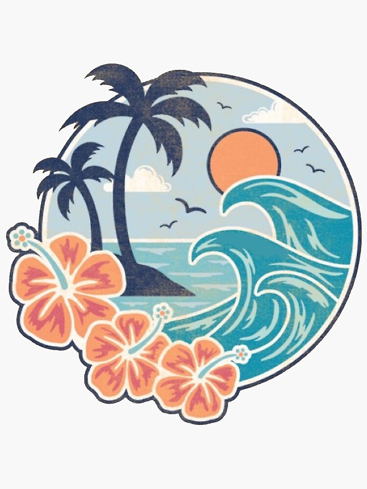 Aesthetic Beach Sticker Sticker For Sale By Wavyycreationss Redbubble