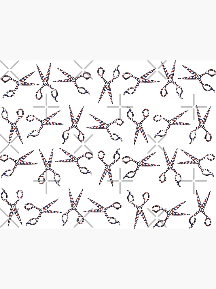 " Barber Pole Scissors Pattern Vintage Haircut Trendy Stripes" Poster ...