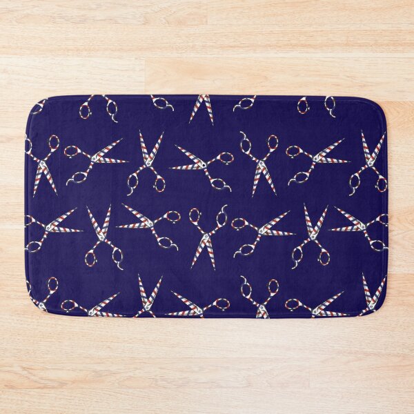 Item preview,  Navy Blue Scissors Pattern Vintage Haircut Trendy Stripes designed and sold by Tetete.