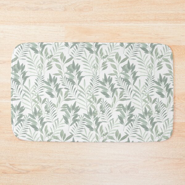 Watercolor Greenery Bath Mat