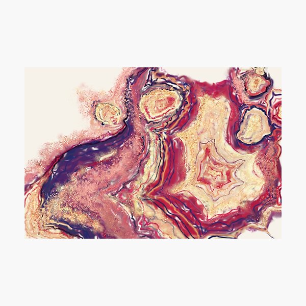 Warm Red Violet Pink 'n Gold Liquid Lines Photographic Print
