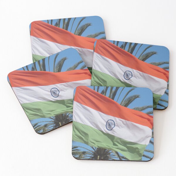 Item preview, Indian Flag fluttering in front of palm trees designed and sold by PPFImages.