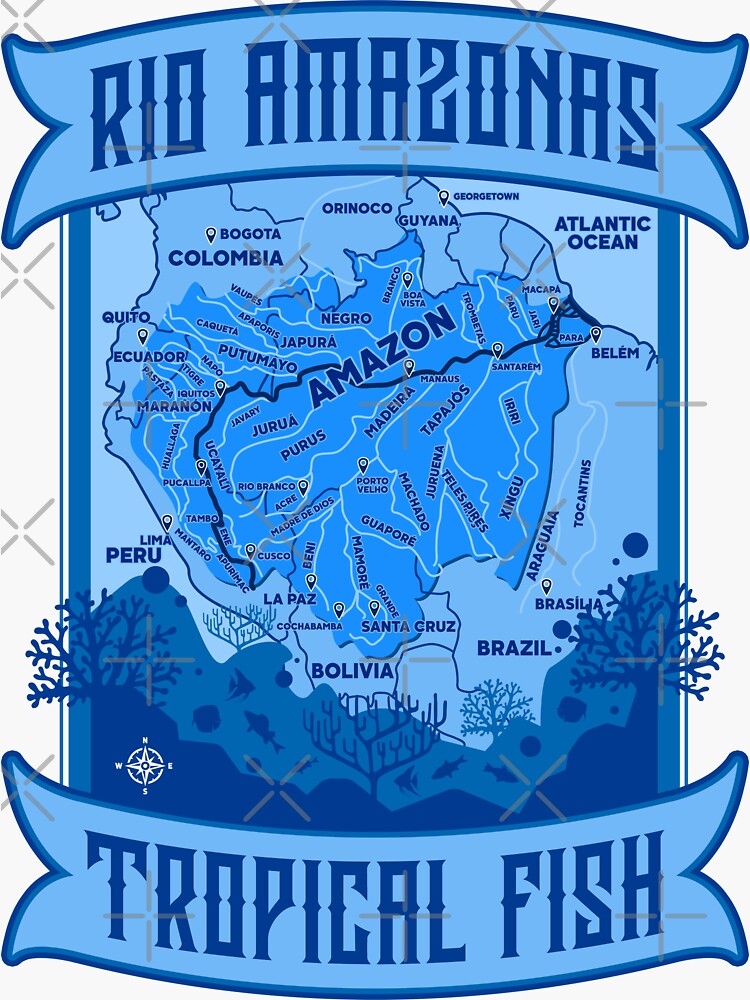 "Amazonas Tropical Fish Aquarium Ornamental Fish Design" Sticker by