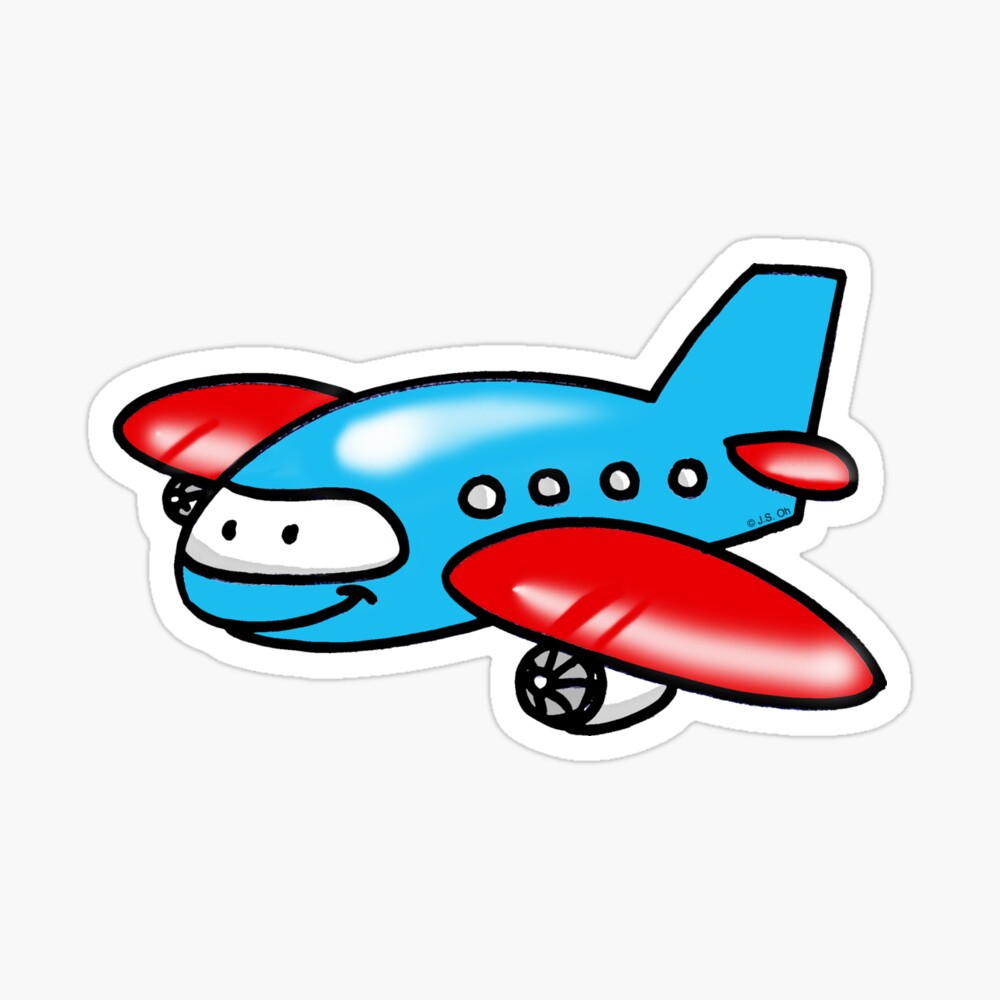 Funny blue airplane cartoon