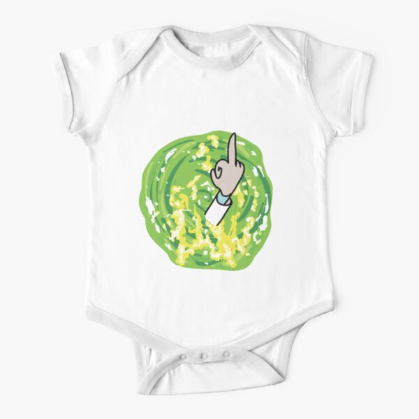 Rick Middle Finger Short Sleeve Baby One-Piece