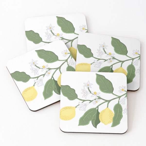 Item preview, Vintage style lemon print with white flowers designed and sold by The-Floraline.