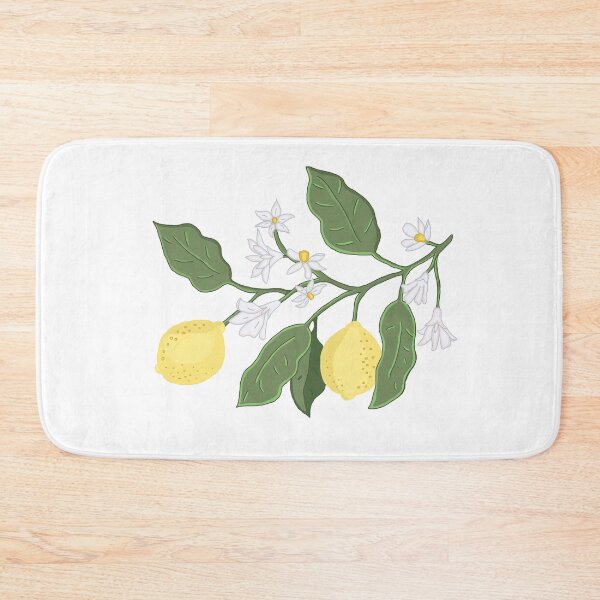 Item preview, Vintage style lemon print with white flowers designed and sold by The-Floraline.
