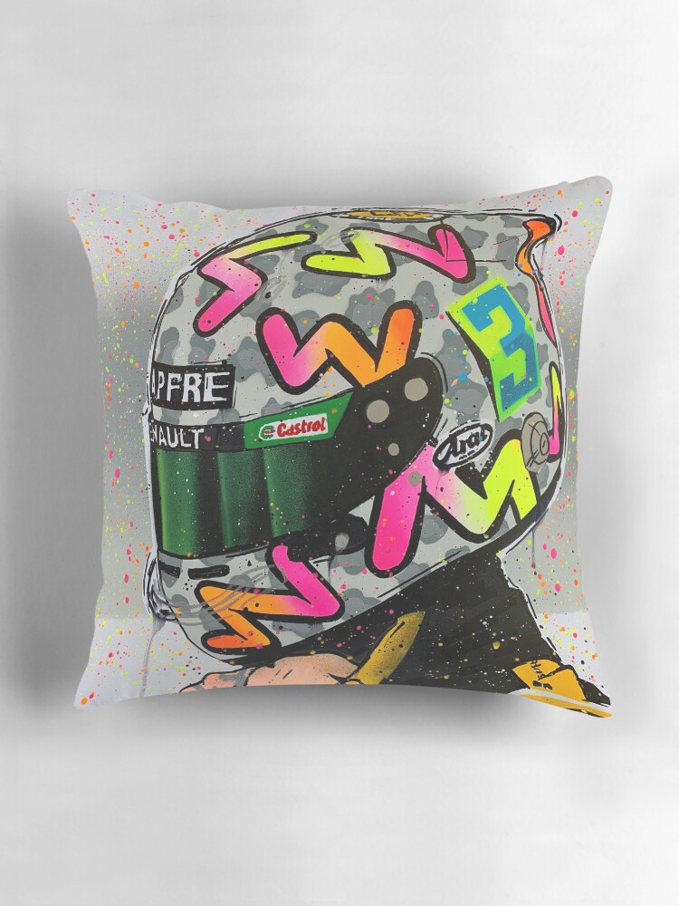 Thumbnail 3 of 4, Pillow, Daniel Ricciardo 2020 - Renault F1 graffiti painting by DRAutoArt designed and sold by drautoart.