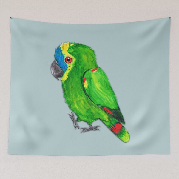 Item preview, Turquoise-fronted amazon watercolor painting designed and sold by Bwiselizzy.