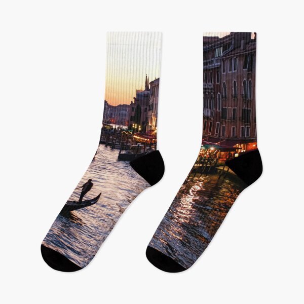 Item preview, Venetian Impressions - Grand Canal Busy Traffic in Purple and Gold designed and sold by Georgia Mizuleva.