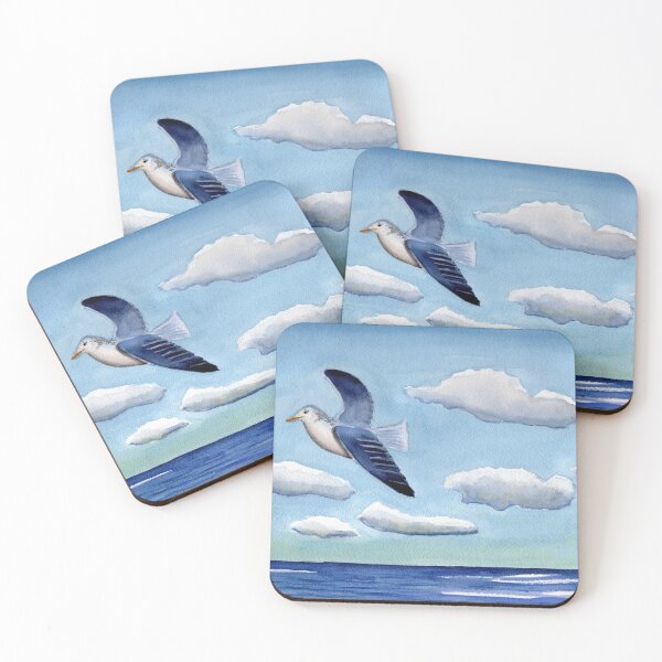 Item preview, Seagull over the Ocean Whimsical Watercolor Art designed and sold by Sandra Connelly.