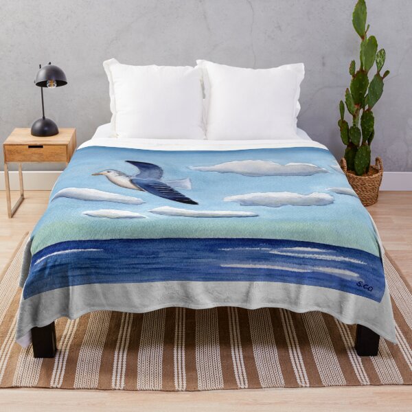 Item preview, Seagull over the Ocean Whimsical Watercolor Art designed and sold by Sandra Connelly.