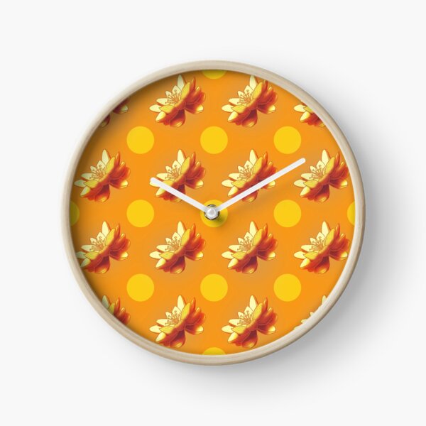 Dotted Lilies are gold Clock