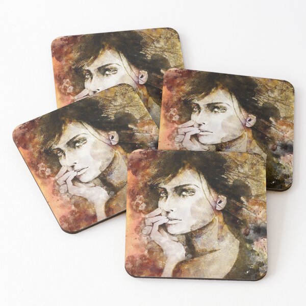 Abstract gold woman Coasters (Set of 4)