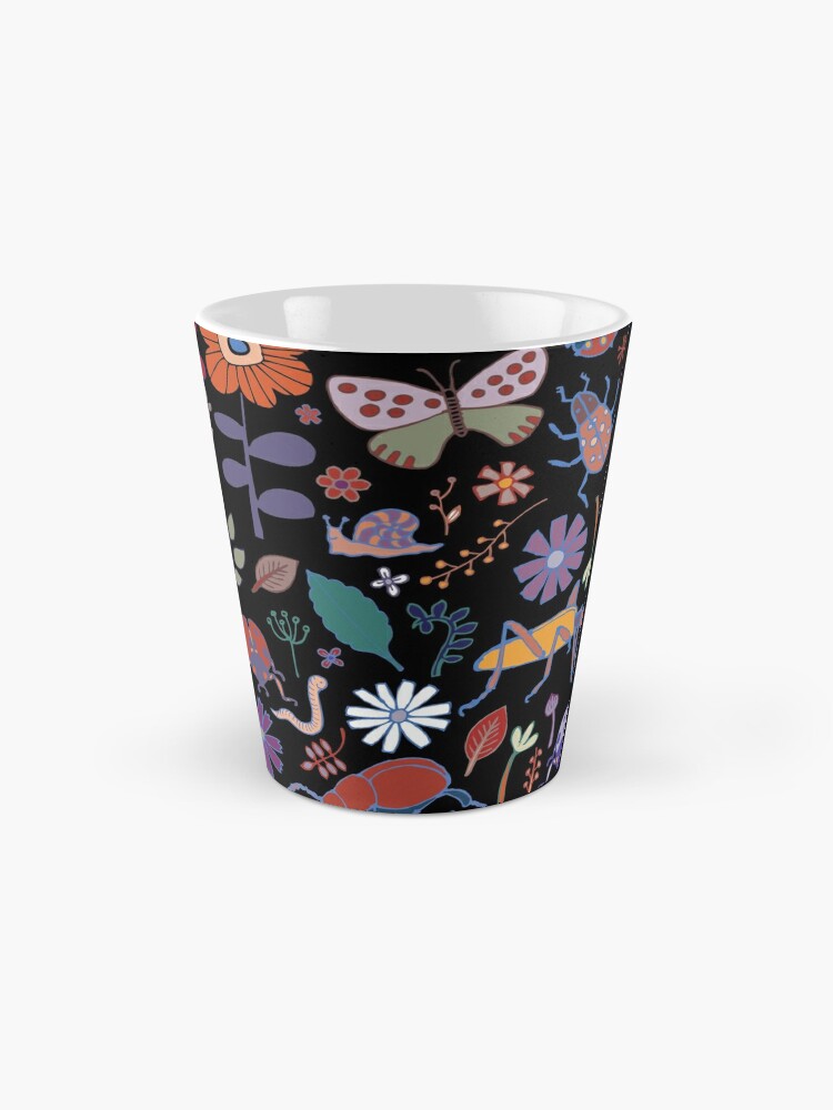 Alternate view of Butterflies, beetles and blooms - black - pretty floral pattern by Cecca Designs Mug