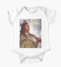 Warrior & his Winchester, Blackfoot, Native American Art, James Ayers Studios Short Sleeve Baby One-Piece
