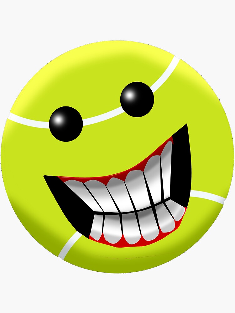 "Tennis Ball Smiley face." Sticker for Sale by wickedcartoons Redbubble