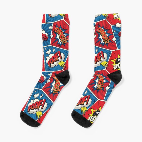 onomatopoeia words cool pop art pattern Socks