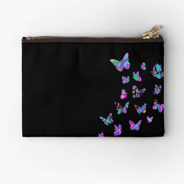 Butterflies, Butterfly, Cute Monarchs, Beautiful Draws, Colorful Insects, Black background Zipper Pouch