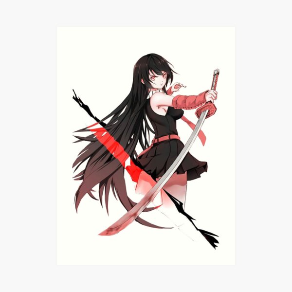 Anime girl red eyes katana black hair akame ga kill Custom Gaming Mat Desk