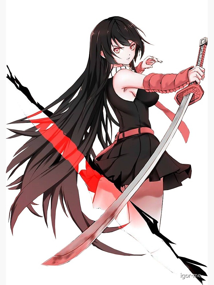 Anime girl red eyes katana black hair akame ga kill Custom Gaming Mat Desk