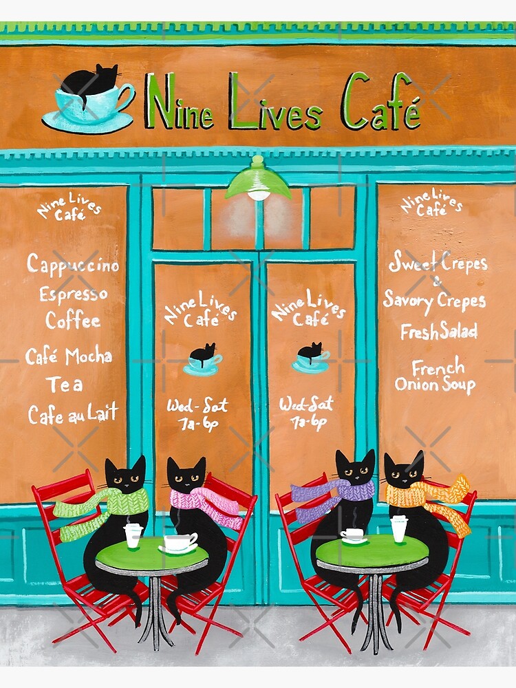 Discover Nine Lives Cat Cafe Premium Matte Vertical Poster
