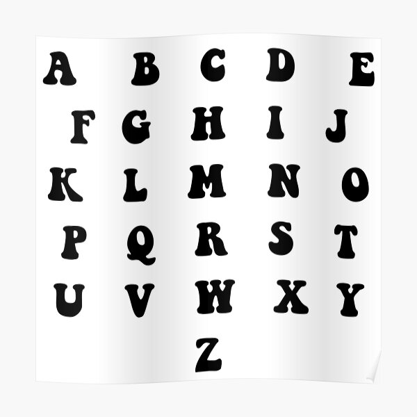 Alphabet Groovy Font Poster By Sara Tonin Redbubble