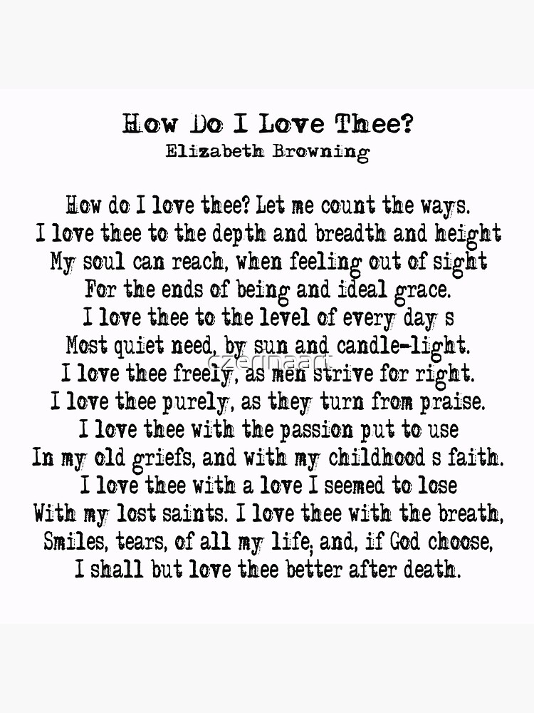 "How Do I Love Thee? poem" Sticker for Sale by czerinaart Redbubble