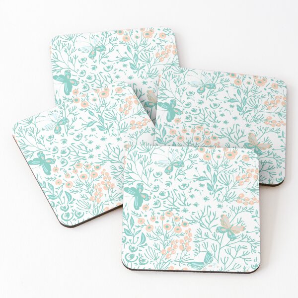 Item preview, Teal Butterfly Garden Patterns Background designed and sold by ItsNikkiArts.